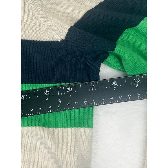 Timberland Mens V Neck Striped Sweater Green Navy Cream XL Regular Fit Cotton - Picture 7 of 9